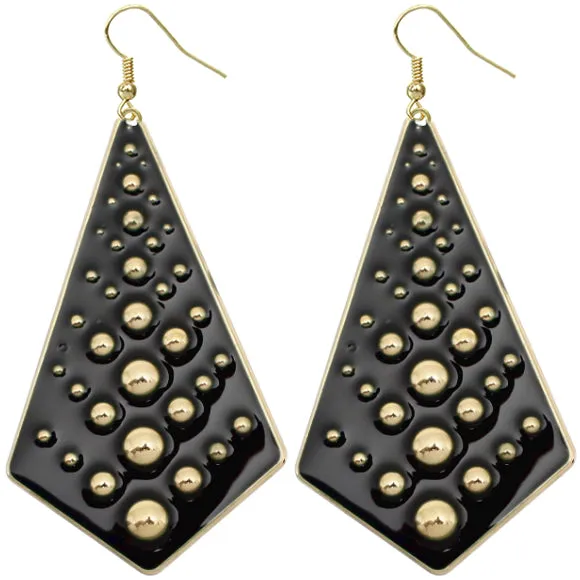 Black Bubble Necktie Dangle Earrings
