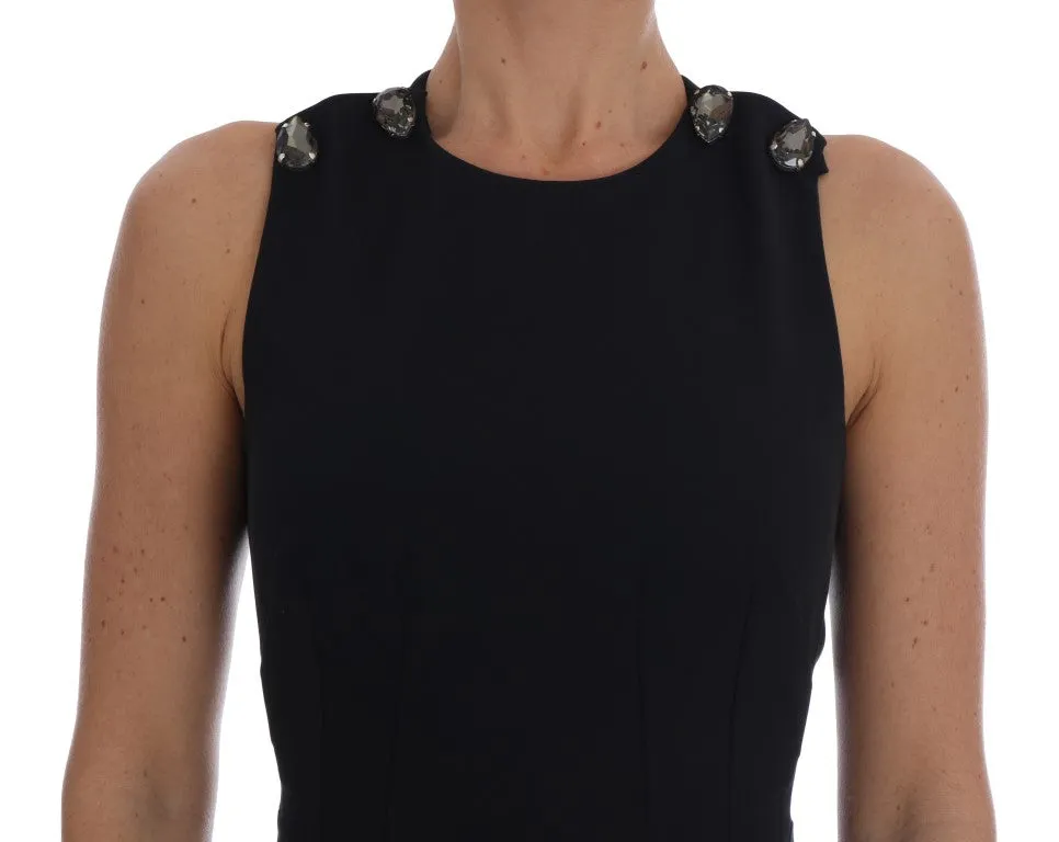 Black Crystal Embellished Mini Short Dress