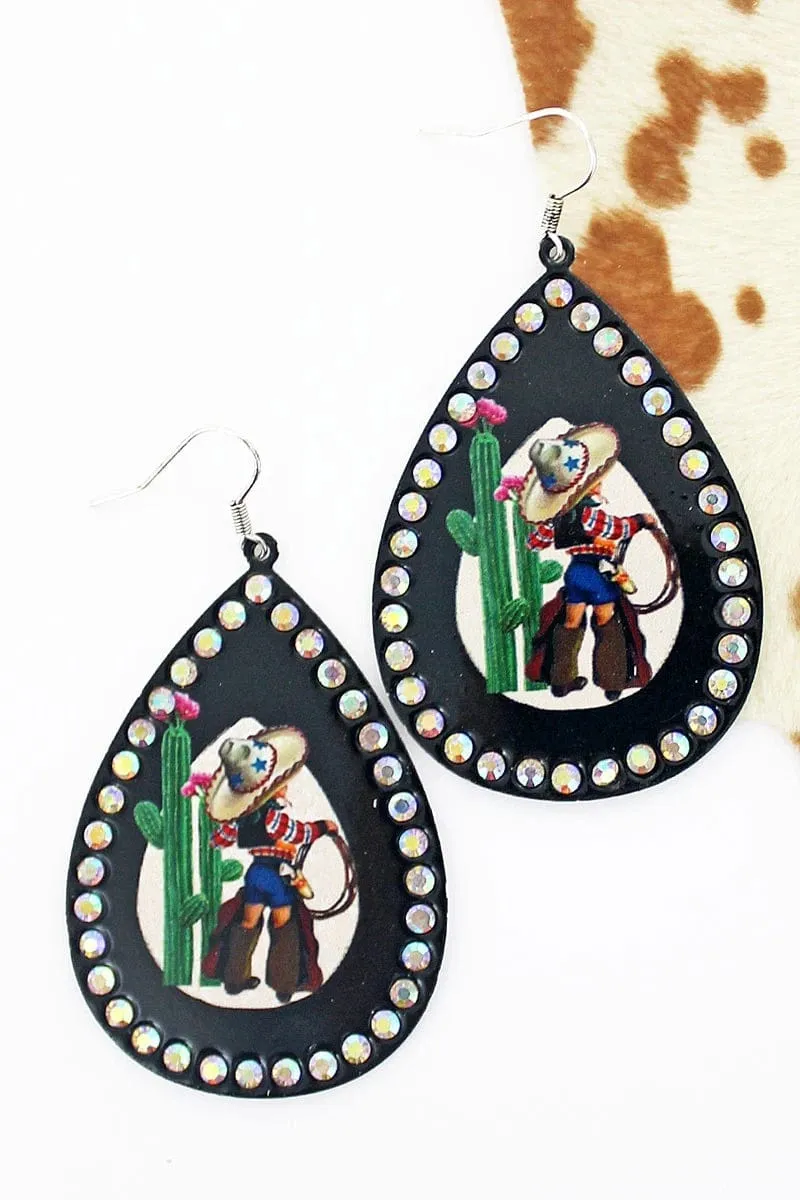 Black Glitzy cowgirl earrings