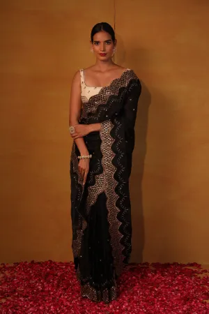 Black organza saree