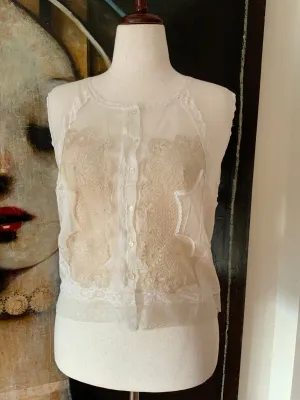 Blouse embellished with Antique Lace - Y2K - E9