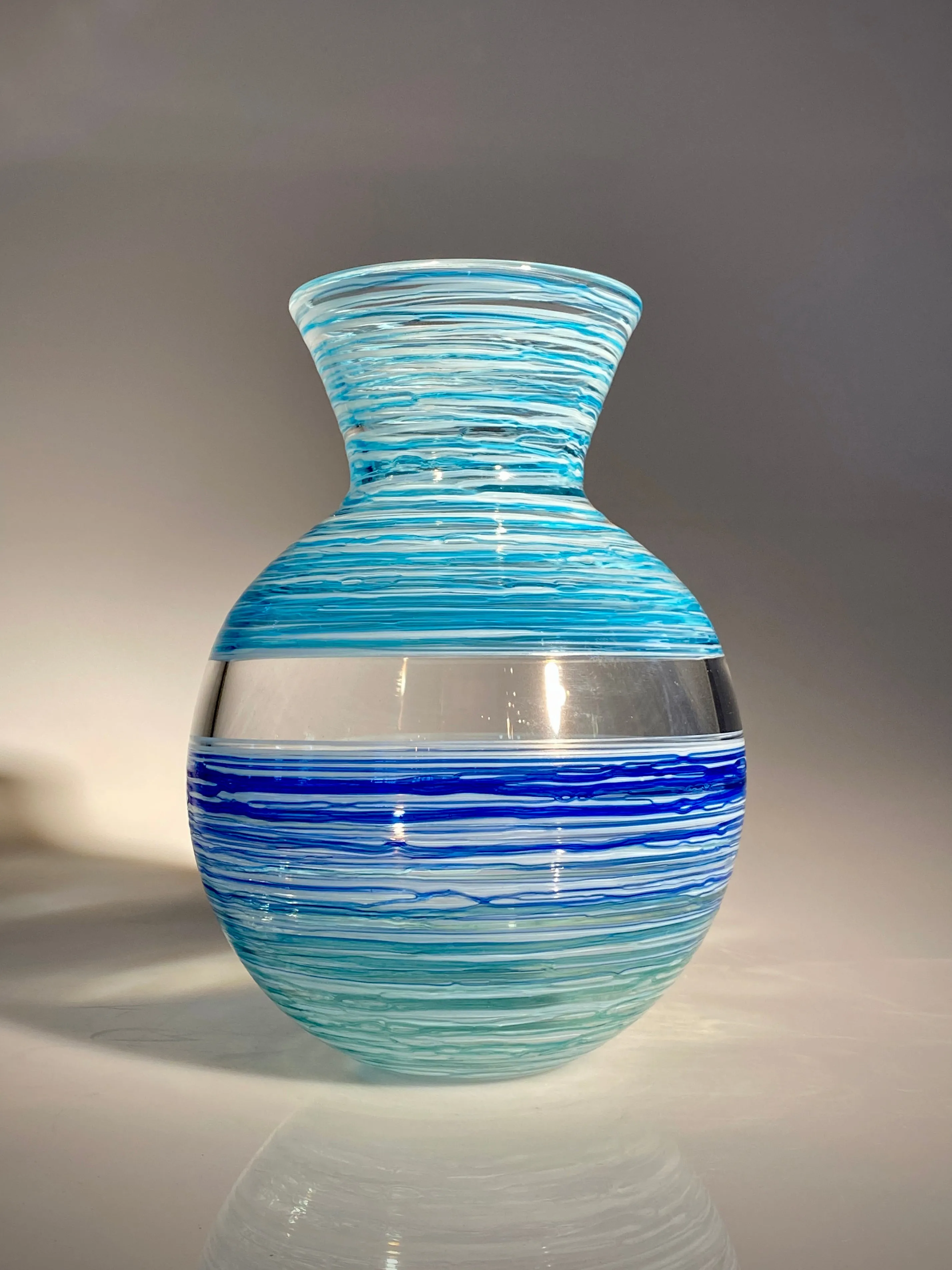 Blue Clear Threaded Vase