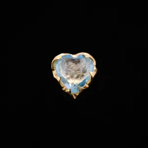 Blue Topaz Heart - 14ga Threaded end - Yellow Gold