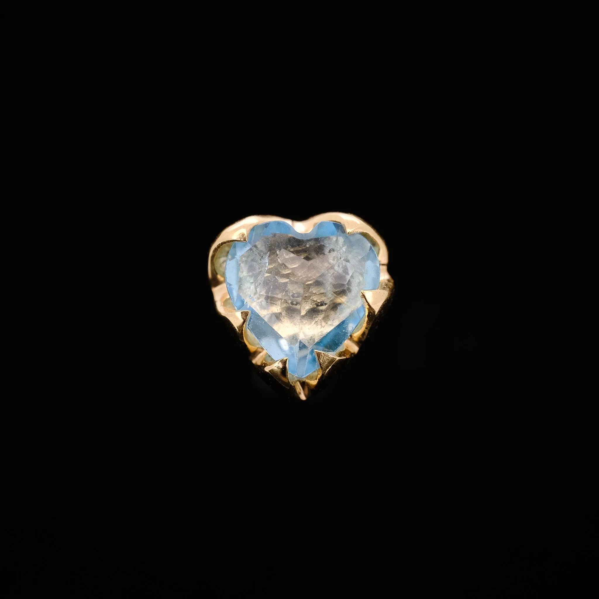 Blue Topaz Heart - 14ga Threaded end - Yellow Gold