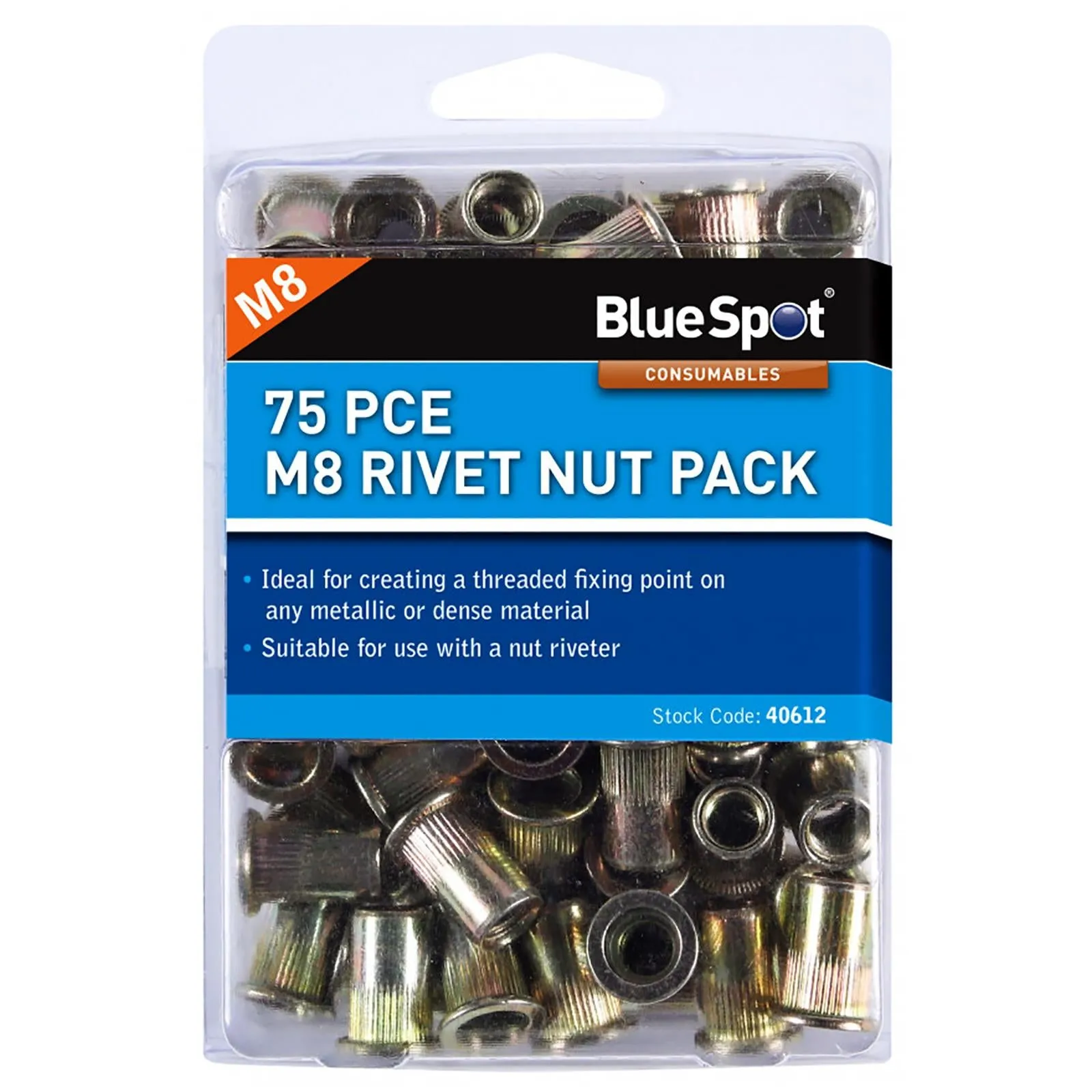 BlueSpot Rivet Nut Inserts Carbon Steel M6-M12 Individual Packs