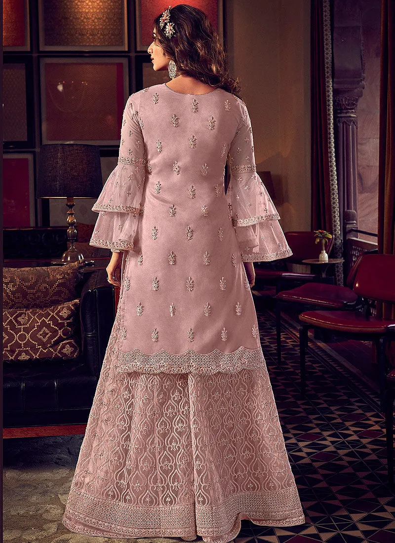 Blush Pink Embroidered Sharara Suit