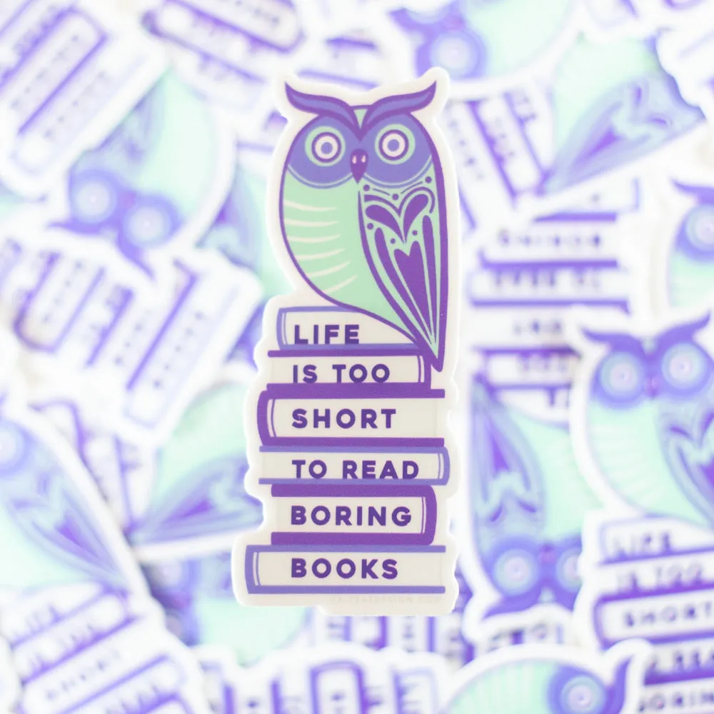 Bookworm sticker, gift for book lover, book sticker, reading sticker, sticker for librarian, owl sticker