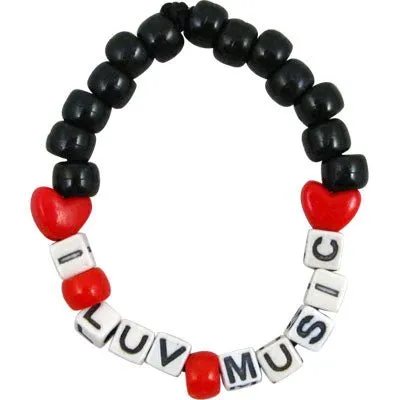 Bracelet Beaded I LOVE MUSIC