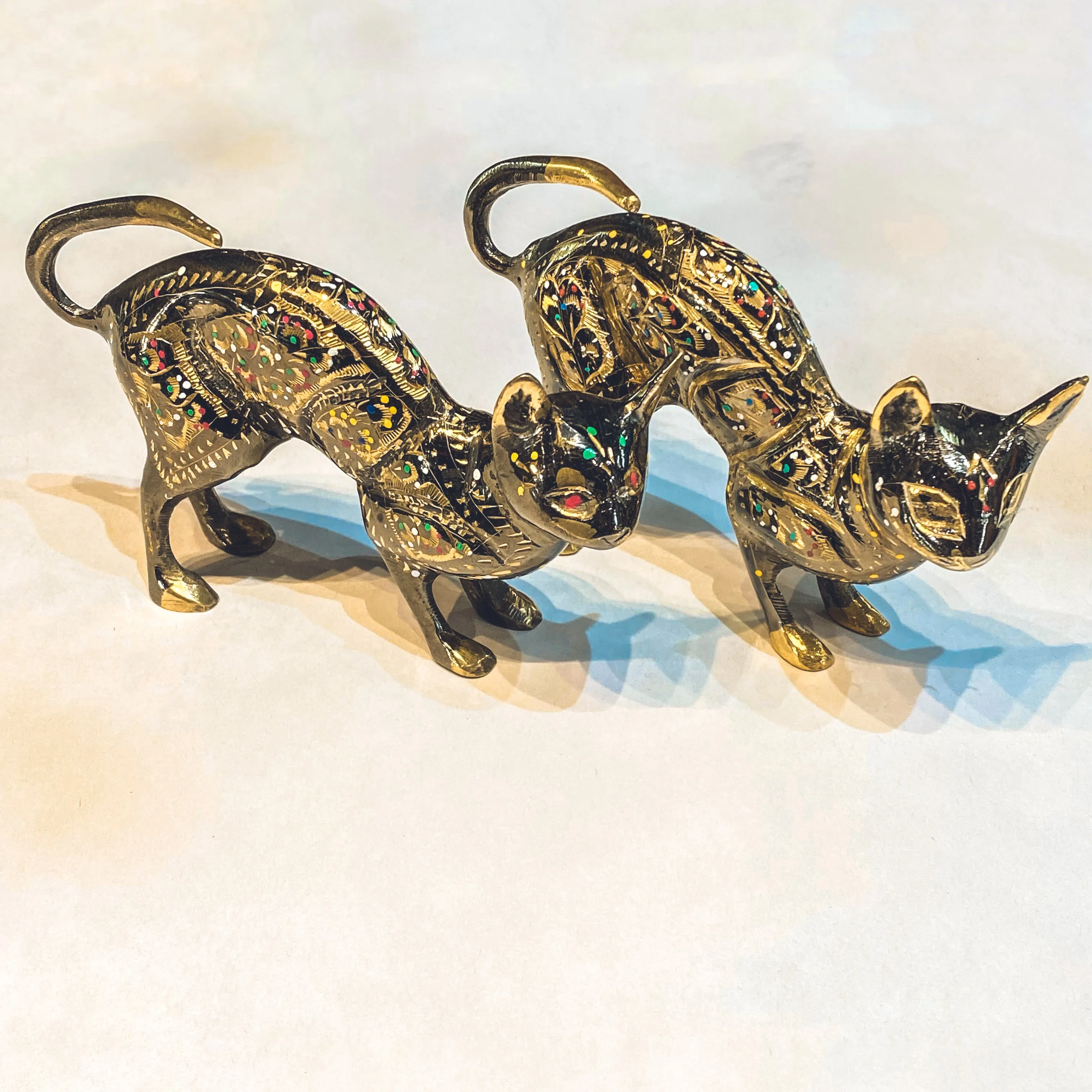 Brass Handcrafted Cat - Crouching 15cm