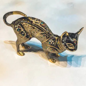 Brass Handcrafted Cat - Crouching 15cm
