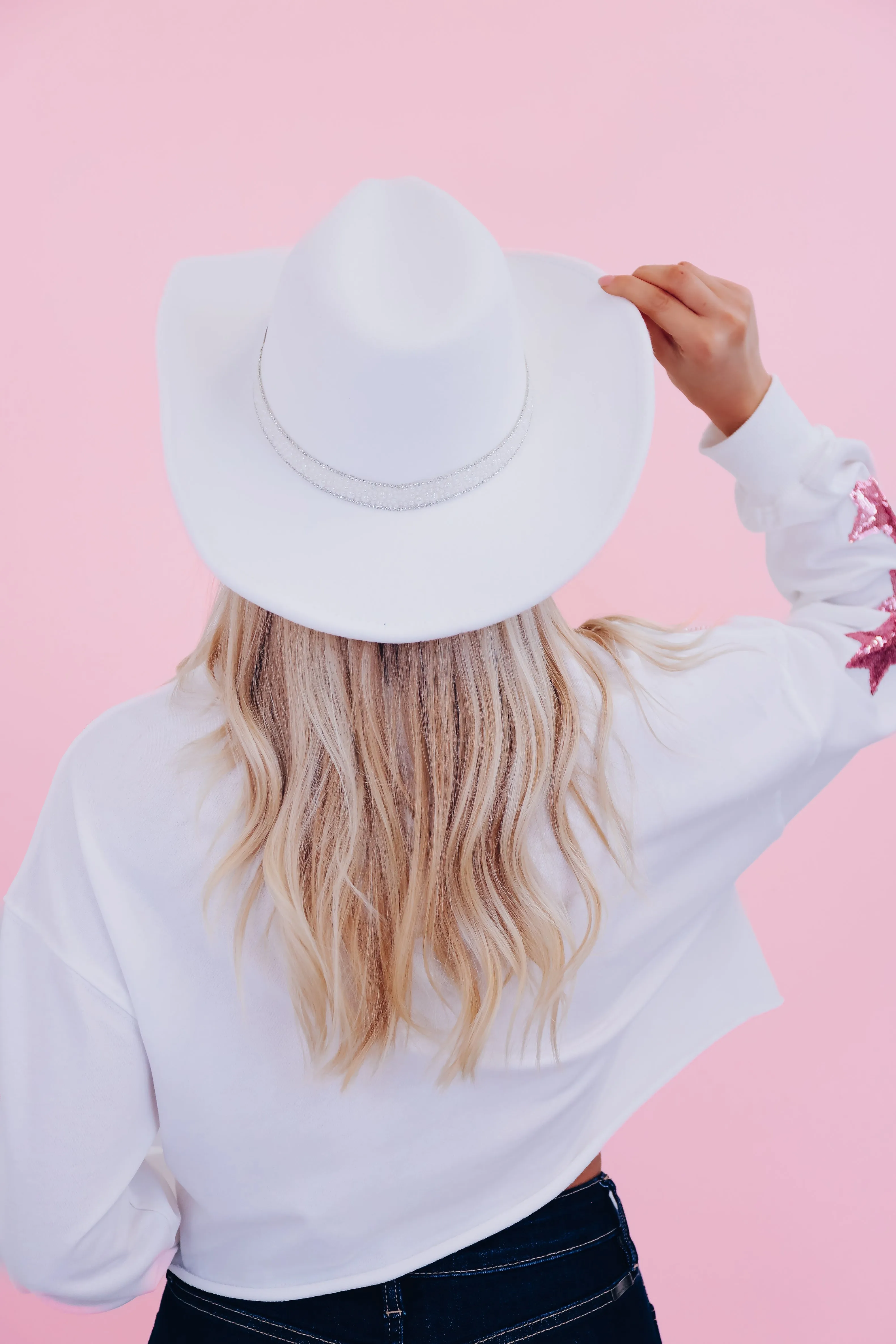 Bride Embellished Cowgirl Hat - White
