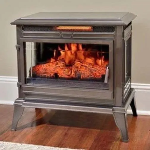 Bronze Portable Electric Fireplace Stove Infrared Heater