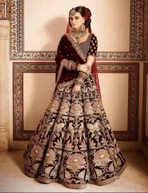 Burgundy Color Designer Bridal Lehenga Choli