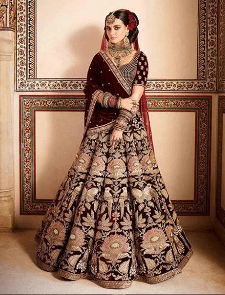 Burgundy Color Designer Bridal Lehenga Choli