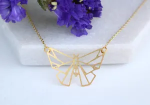 Butterfly Geometric Necklace | Silver Plated