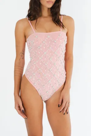 Calliope Embellished Swimsuit Pink