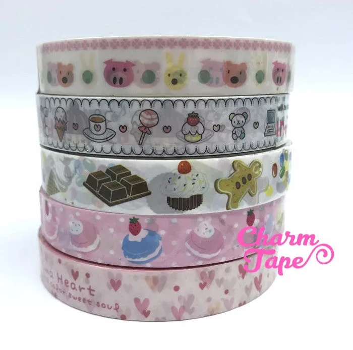 Candy, cake, Heart, Robert & Animal Plastic Deco Tape 10 meters PT9