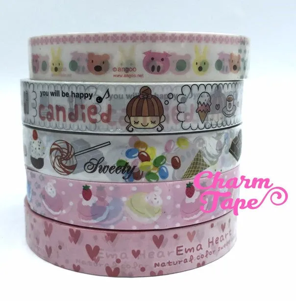 Candy, cake, Heart, Robert & Animal Plastic Deco Tape 10 meters PT9
