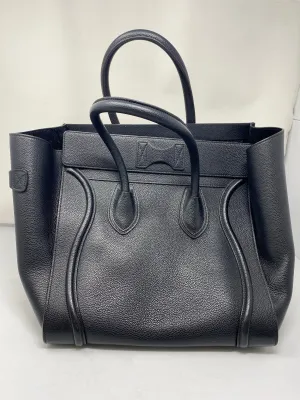 Celine Black Drummed Calfskin Mini Luggage Handbag
