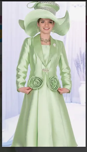 Champagne Italy 6020 2PC Jacket/Dress Embellished Broach And Attached Buttons