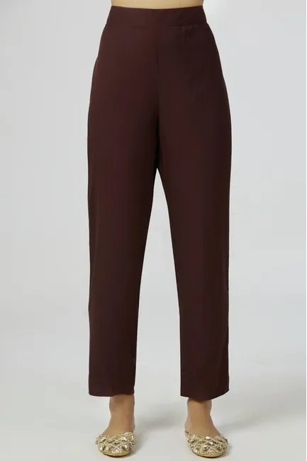 Chanderi Silk Kaftan Pant Set in Brown