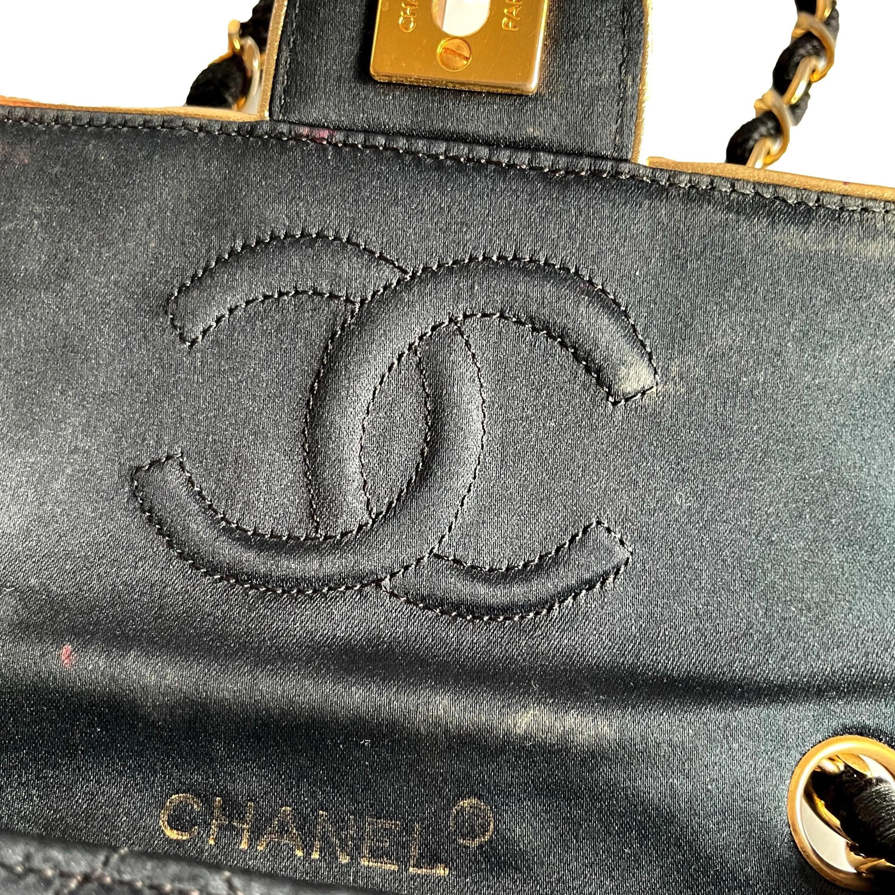 Chanel Black Satin Flap Bag