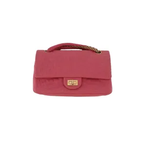 Chanel Pink Embroidered Reptile Flap Bag