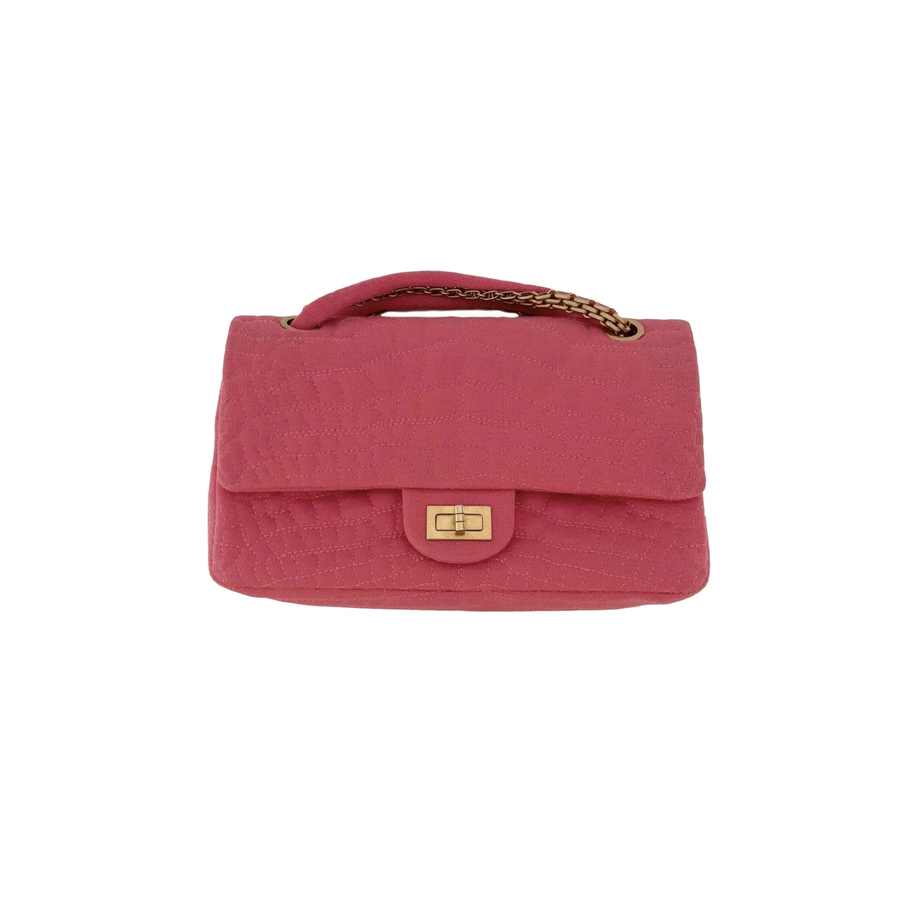 Chanel Pink Embroidered Reptile Flap Bag