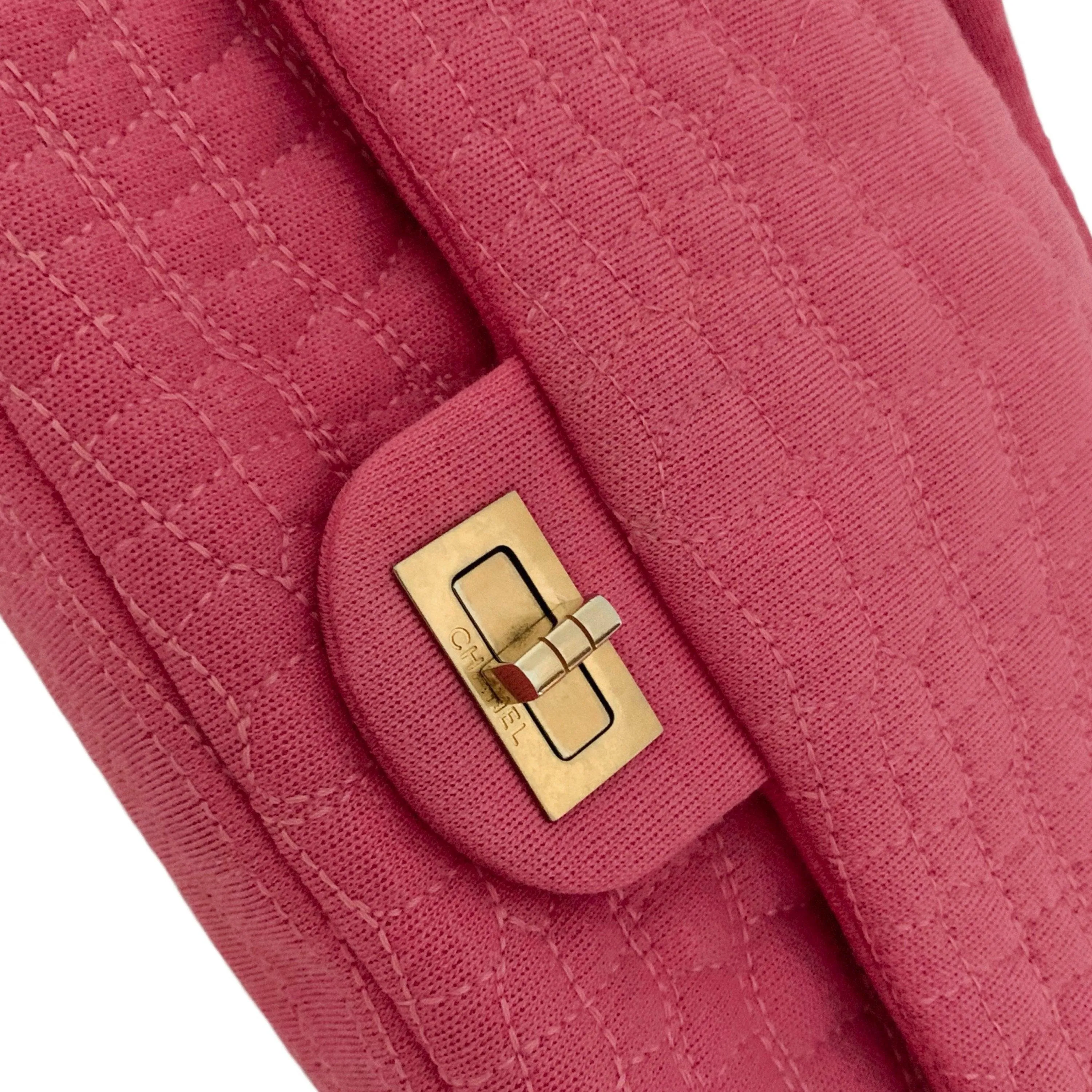 Chanel Pink Embroidered Reptile Flap Bag