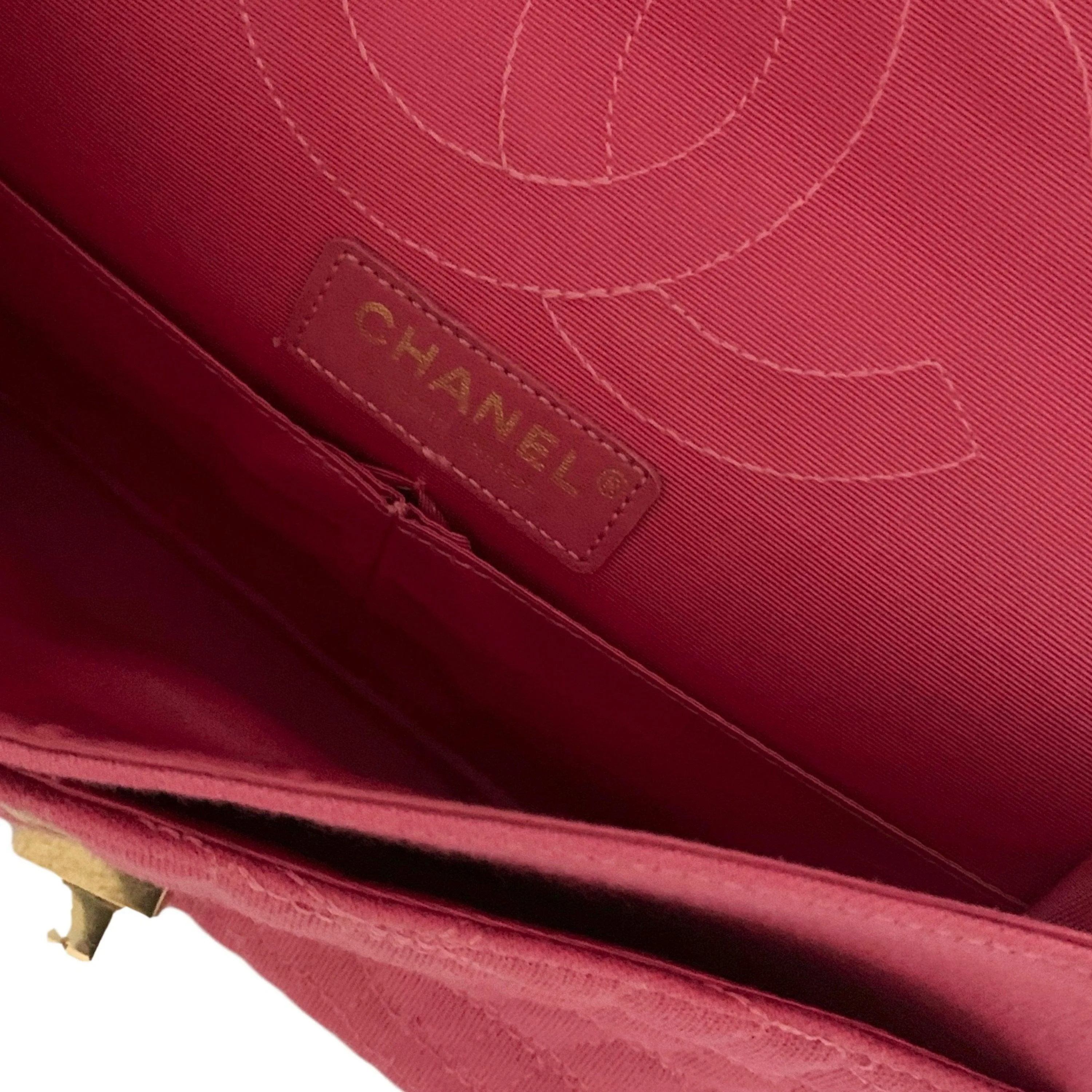 Chanel Pink Embroidered Reptile Flap Bag