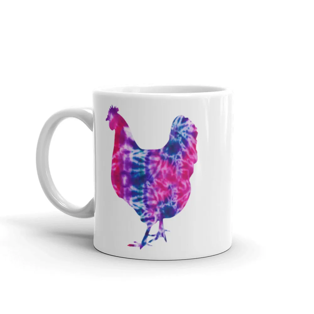 Chicken Silhouette Tie Dye Pink Mug