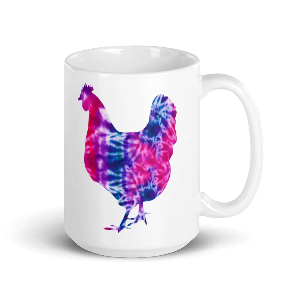 Chicken Silhouette Tie Dye Pink Mug