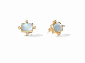 Clara Stud - Iridescent Chalcedony Blue