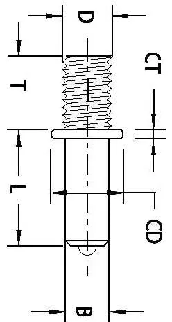 Collar Stud - Stainless Steel - .275 Weld Base with 5/16-18 Thread