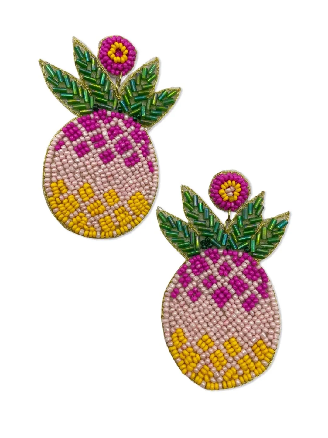 Colourful Beaded Pineapple Earrings