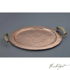 Copper Round Tray with Burr Handles