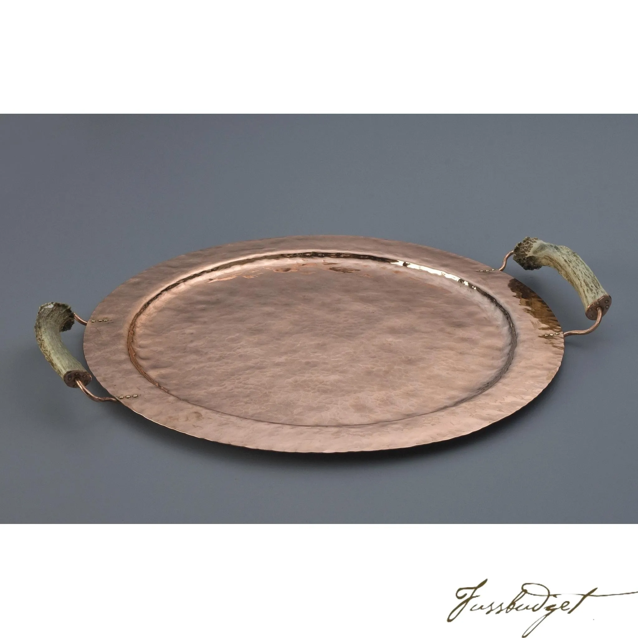 Copper Round Tray with Burr Handles
