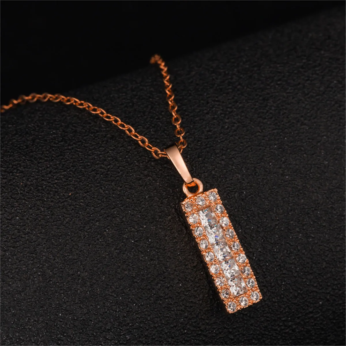 Crystal & Cubic Zirconia Card Pendant Necklace