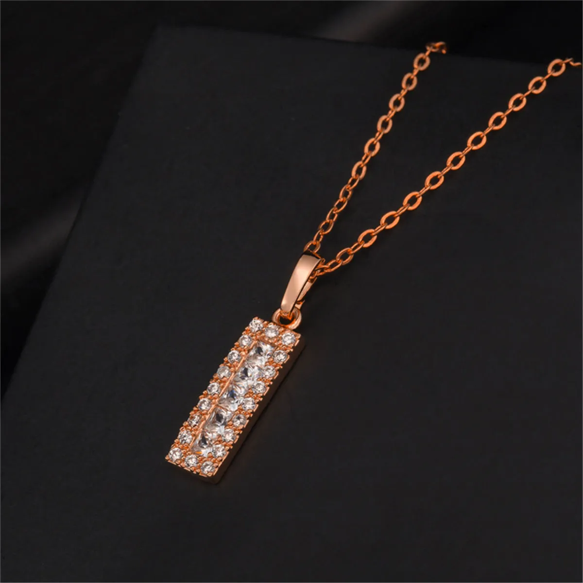 Crystal & Cubic Zirconia Card Pendant Necklace
