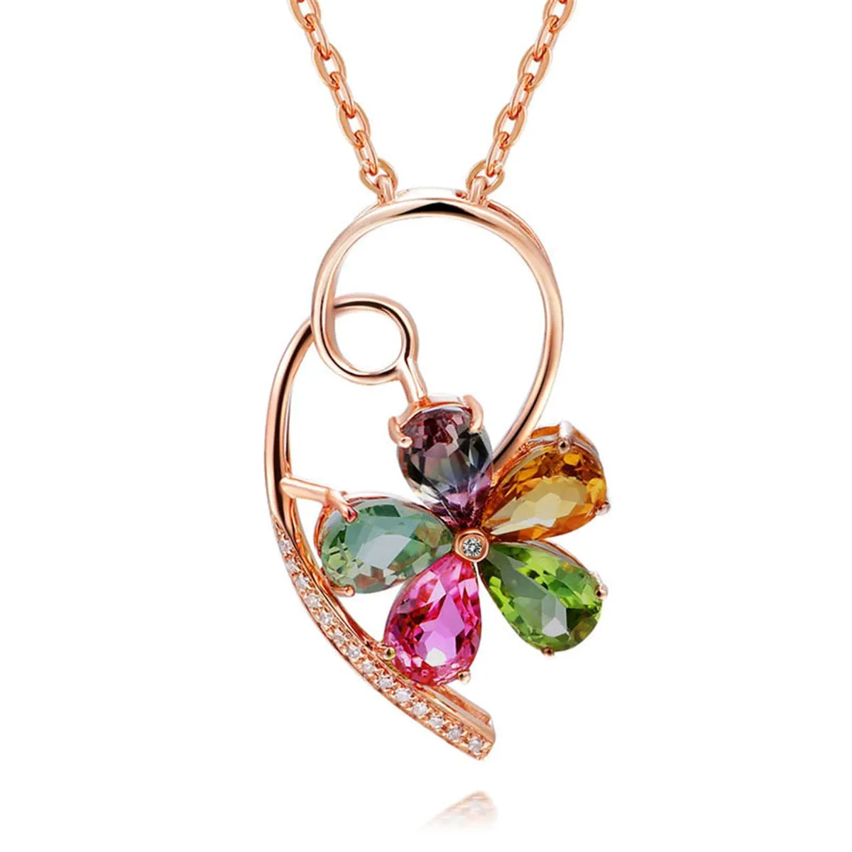 Crystal & Cubic Zirconia Clover Pendant Necklace