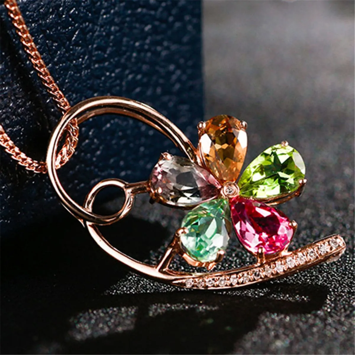 Crystal & Cubic Zirconia Clover Pendant Necklace