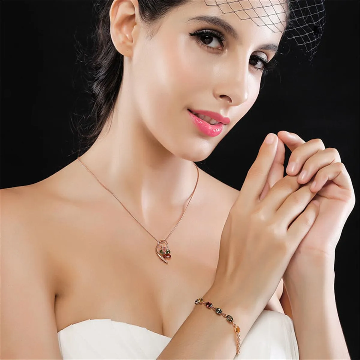 Crystal & Cubic Zirconia Clover Pendant Necklace
