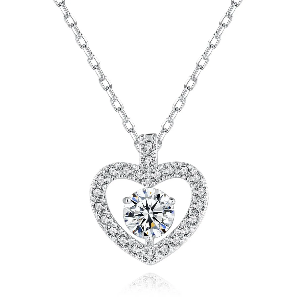 Crystal & Cubic Zirconia Openwork Heart Pendant Necklace
