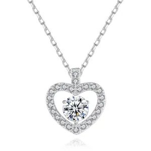 Crystal & Cubic Zirconia Openwork Heart Pendant Necklace