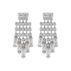 Crystal & Cubic Zirconia Silver-Plated Chandelier Drop Earrings