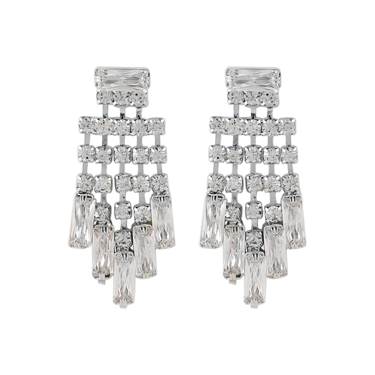 Crystal & Cubic Zirconia Silver-Plated Chandelier Drop Earrings