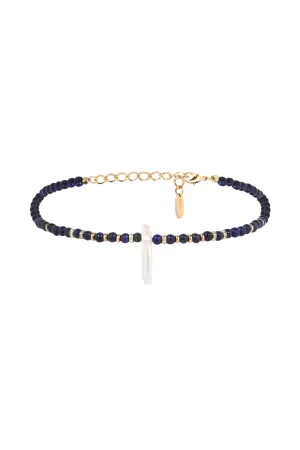 Crystal Arts Choker in 18k Gold Plated and Lapis