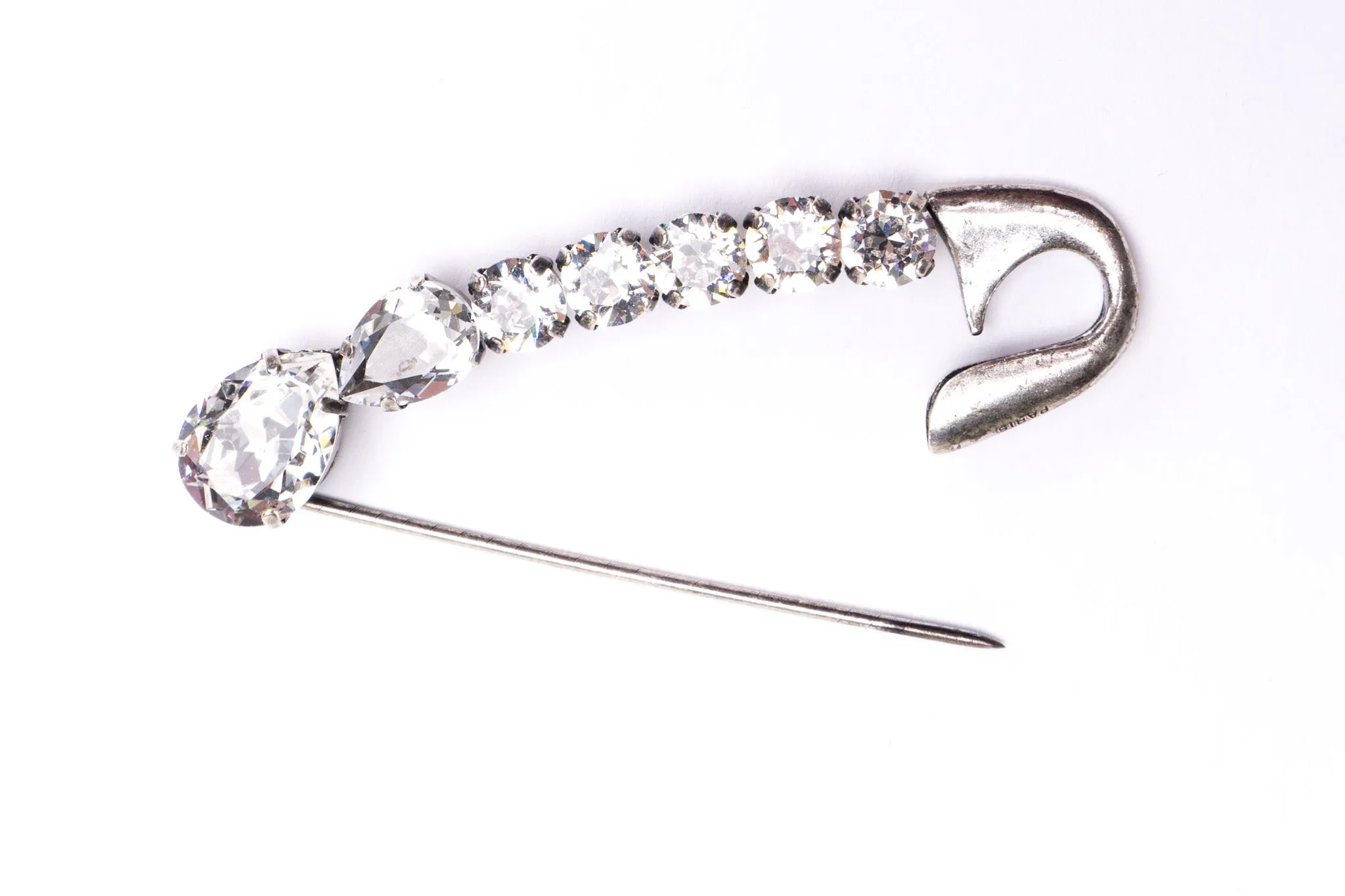 Crystal Embellished Safety Pin Brooch