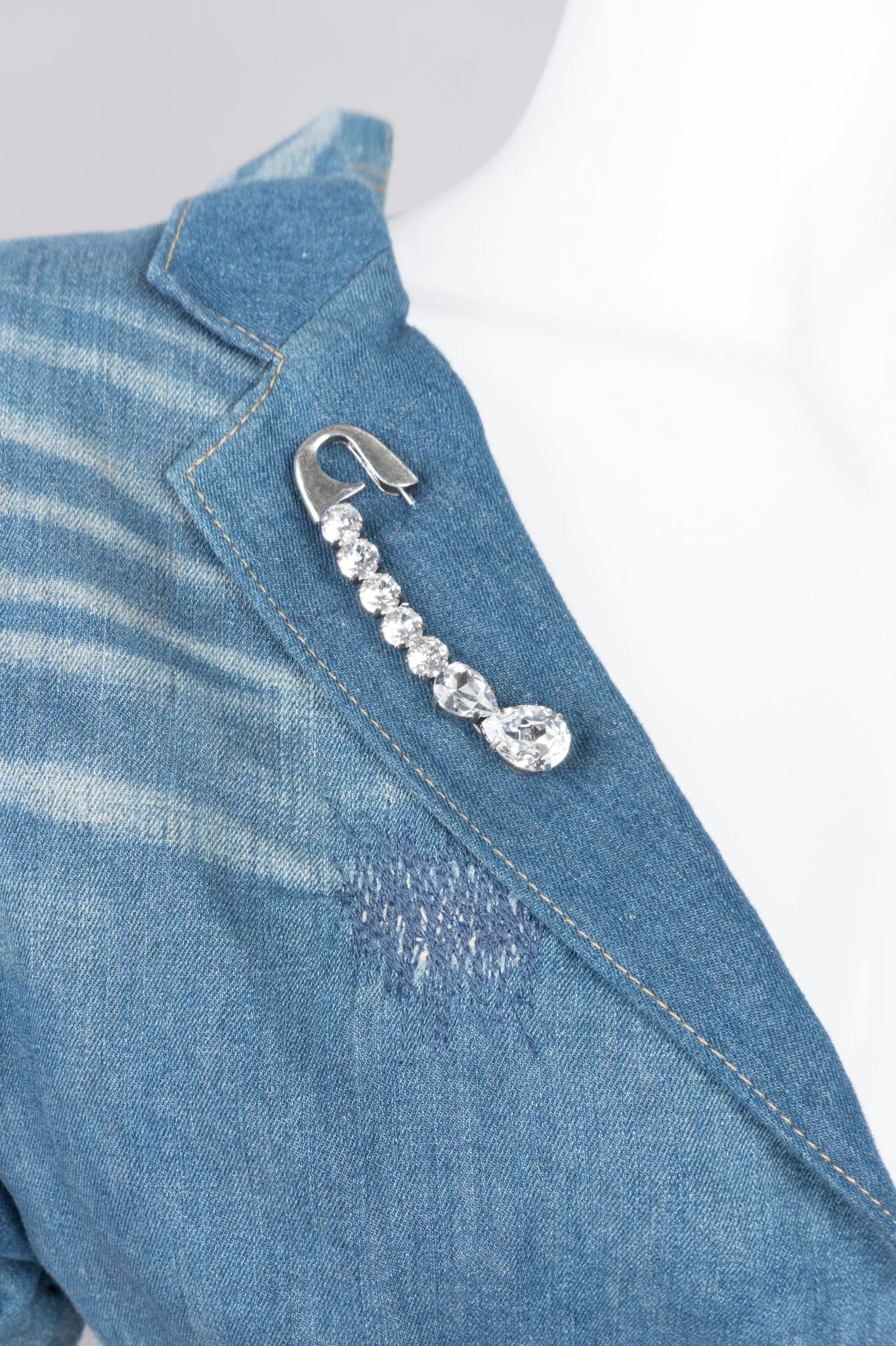 Crystal Embellished Safety Pin Brooch