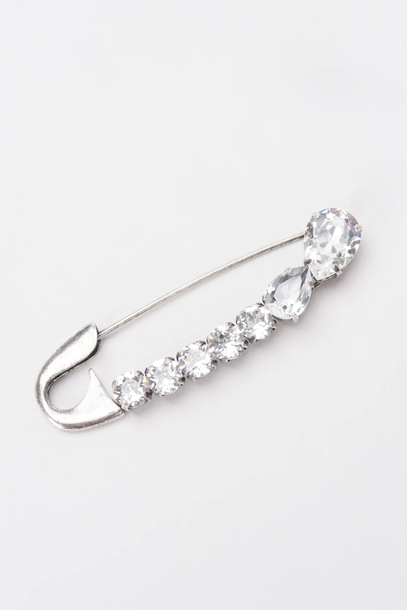 Crystal Embellished Safety Pin Brooch